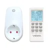 A white electrical outlet adapter and a white remote control are displayed side-by-side on a white background. Podgląd zdjęcia produktu