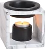 Duftlampe 10x10cm Keramik Marmoroptik Schwarz Öllampe Produktbild-Vorschau 2