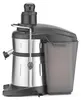 A side view of a silver and black juicer with a gray pulp container attached. Náhled obrázku produktu