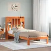 Massivholzbett mit Regal ohne Matratze Wachsbraun 100x200 Produktbild-Vorschau 2
