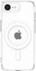 The back of a clear iPhone case with a white MagSafe ring and an Apple logo inside the ring. Produktbild-Vorschau