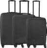 Three black suitcases of different sizes are arranged side-by-side against a white background. Produktbild-Vorschau