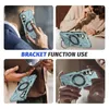 Collage showing a phone case with a ring stand in various use scenarios. Produktbild-Vorschau