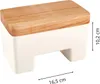 A white butter dish with a wooden lid, with dimensions indicated. Podgląd zdjęcia produktu