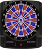 A black electronic dartboard with red and blue segments and numbered sections. Produktbild-Vorschau