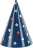 Partyhüte 16cm Geburtstagshut mit Sternen 6er Set Blau Produktbild-Vorschau 1