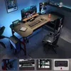 A gaming desk setup with a computer, monitors, and chair in a room with blue ambient lighting. Náhled obrázku produktu