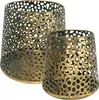Windlicht Laterne Tropfenmuster Set Golden Metall Produktbild-Vorschau 1