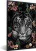 MuchoWow® MuchoWow® Gerahmtes Poster Tiger - Blumen - Produktbild-Vorschau 1
