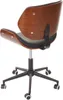 A rear view of a modern office chair with a curved wooden back and black seat, set against a white background. Podgląd zdjęcia produktu