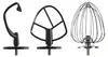 Three different attachments for a kitchen mixer are displayed side-by-side against a white background. Podgląd zdjęcia produktu