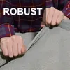 Hands stretching a gray fabric material, with the word 'ROBUST' overlaid on the image. Produktbild-Vorschau