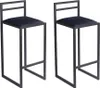 Two black bar stools with metal frames and upholstered seats are shown against a white background. Voir les images du produit