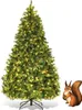A decorated Christmas tree with lights and pinecones, and a squirrel holding a nut next to it. Produktbild-Vorschau