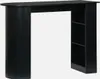 A black bar table with a curved front and shelves on one side, presented against a white background. Produktbild-Vorschau