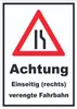 Schild Achtung Verengte Fahrbahn rechts A6 (105x148mm) Produktbild-Vorschau 1