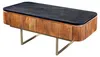 Table basse 110 cm en marbre et bois, design doré, table Voir les images du produit 1