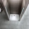 A modern shower enclosure with a white shower tray, set against tiled walls and a tiled floor. Produktbild-Vorschau