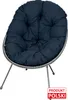 A dark blue cushion chair with silver legs on a white background. Anteprima dell’immagine prodotto