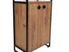 A close-up of a wooden cabinet with black metal framing. Produktbild-Vorschau