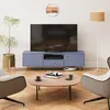 A living room scene with a TV stand, TV, coffee table, chairs, and a floor lamp. Produktbild-Vorschau