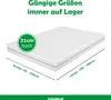 A white mattress is shown with dimensions and height indicated by text overlays and lines. Produktbild-Vorschau