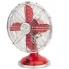 A close-up shot of a red retro-style desk fan with a silver grill and blades. Produktbild-Vorschau