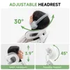 A collage of images showing the adjustable features of an office chair headrest. Náhled obrázku produktu