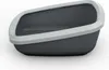 A dark gray cat litter box with a light gray rim, shown from a side angle on a white background. Produktbild-Vorschau