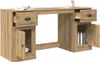 A wooden desk with drawers and cabinets. Voir les images du produit
