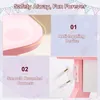 A collage of images highlighting safety features of a pink children's vanity table. Podgląd zdjęcia produktu
