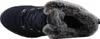 A top-down view of a navy blue boot with gray fur trim. Voir les images du produit