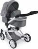 A grey doll stroller with a white frame and black handle, shown against a white background. Produktbild-Vorschau
