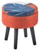 A stool with a floral pattern on a white background.