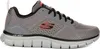 A side view of a gray Skechers sneaker. Voir les images du produit