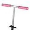 Close-up of the handlebars and stem of a pink and silver scooter. Náhľad obrázku produktu
