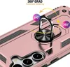 A close-up of a rose gold phone case with a built-in ring holder, highlighting its 360-degree rotation and 100-degree tilt features. Produktbild-Vorschau