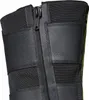 A close-up view of the top part of a black boot, showing the zipper and some of the material. Voir les images du produit