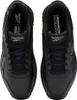 A top-down view of a pair of black Reebok women's sneakers with pink accents. Voir les images du produit