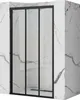 A shower door with black frames and clear glass panels, set against a marble-patterned wall. Anteprima dell’immagine prodotto