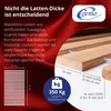 Marketing image for a Coemo roll-up slatted frame, highlighting its features and benefits. Produktbild-Vorschau