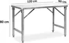 A stainless steel work table with dimensions indicated. Produktbild-Vorschau