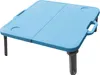 A light blue foldable table with gray legs is shown against a white background. Náhled obrázku produktu