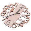 Horloge murale moderne créative en bois ronde salon bureau Voir les images du produit 3