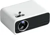 A white and black projector shown from a diagonal angle against a white background. Voir les images du produit