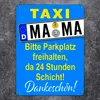 Taxi Mama Metallschild XXL in 28x38 cm in Blau-Gelb zum Produktbild-Vorschau 2