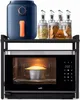 A kitchen shelf unit with a microwave and an air fryer with accessories. Produktbild-Vorschau