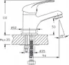 Technical drawing of a faucet with dimensions and angles. Náhled obrázku produktu
