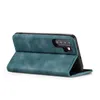A teal-colored flip case for a Huawei P30 Pro phone is shown from a side angle, propped open. Produktbild-Vorschau