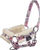 A horse halter with a floral pattern and faux fur lining, shown against a white background. Anteprima dell’immagine prodotto